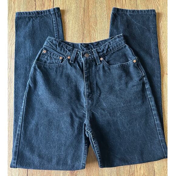 Levi's 512 Slim Fit Straight Leg Vtg Black High Waisted Jeans Size 7 - Picture 1 of 7